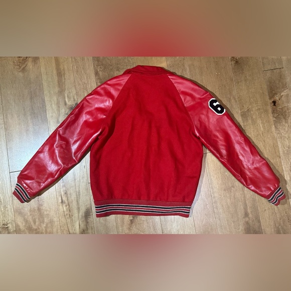 Howe Wool Leather Varsity Jacket Vtg 70’s Sz 38 USA Naugalite Red Embroidered - Picture 7 of 14